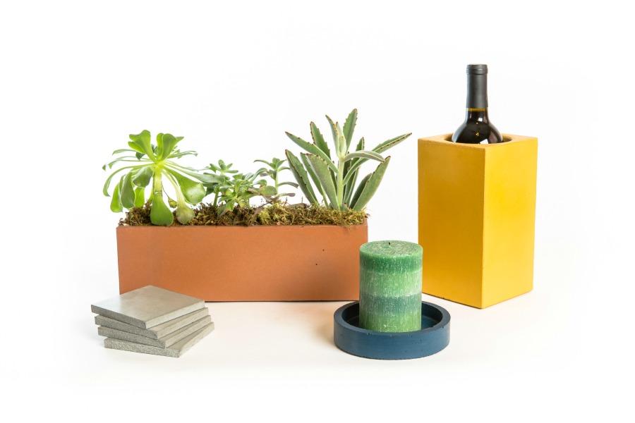 Wine thermal, concrete planter, concrete coasters
